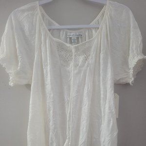 French Laundry Ivory Lightweight Crinkle Blouse Size L